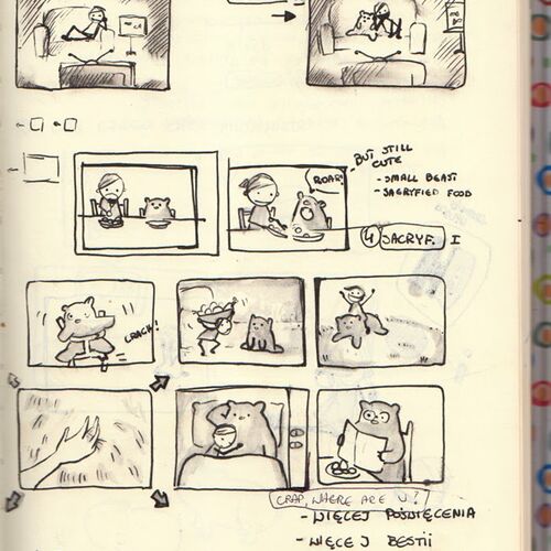 Storyboard with scenes from Bear Me