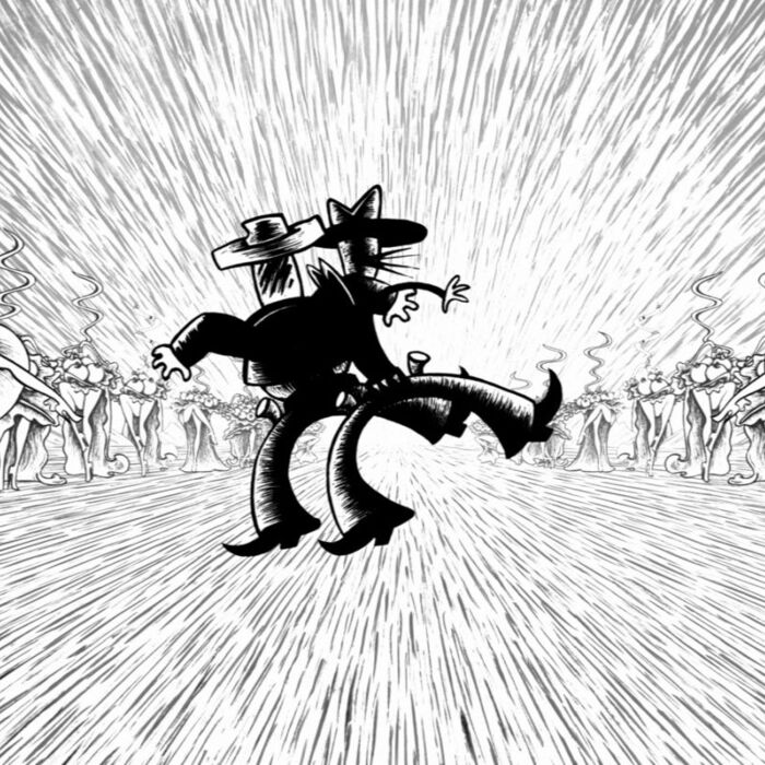 Zwei Cowboys, tanzende Frauen