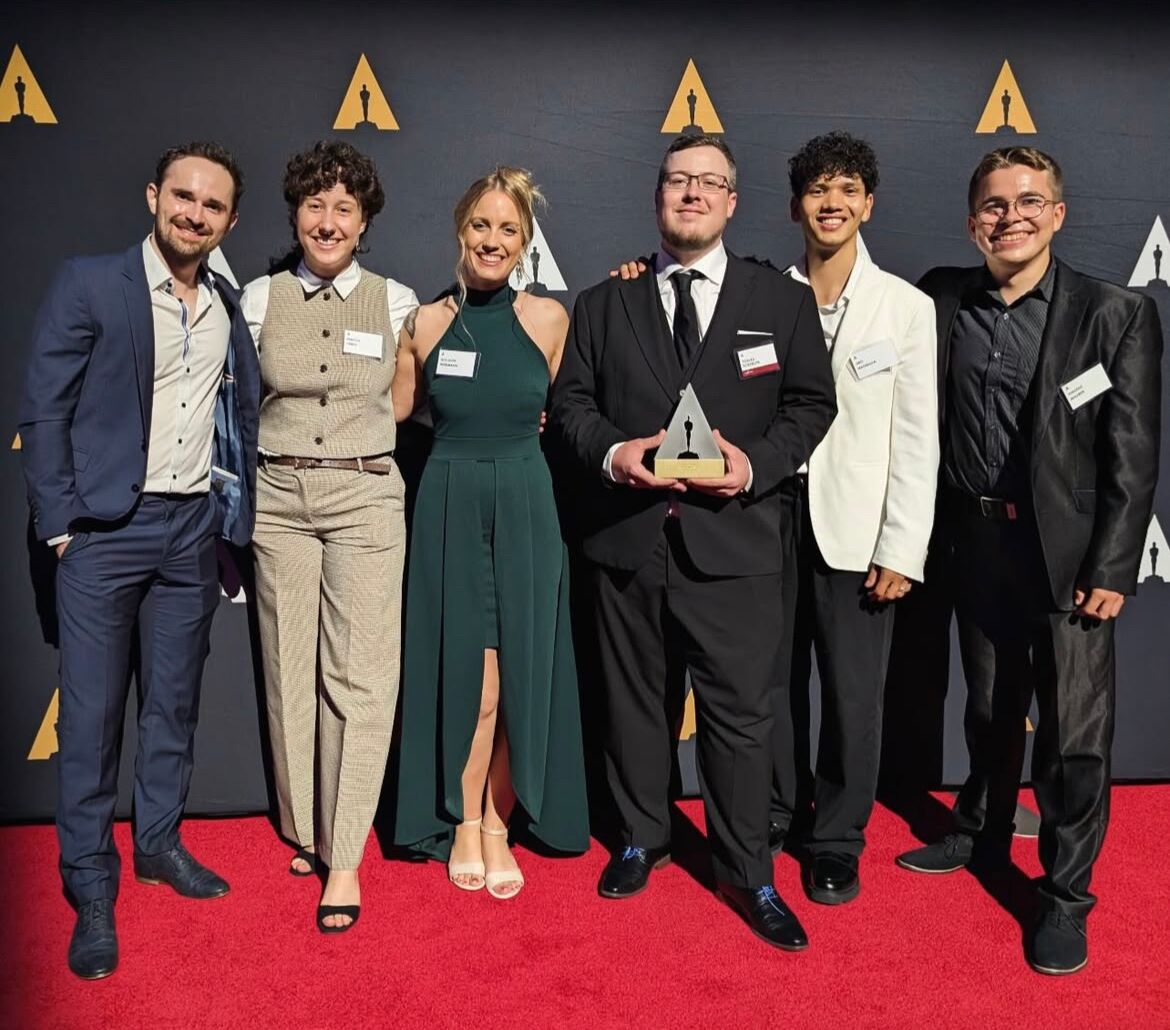 The A SPARROW'S SONG team on the red carpet at the Student Academy Awards
