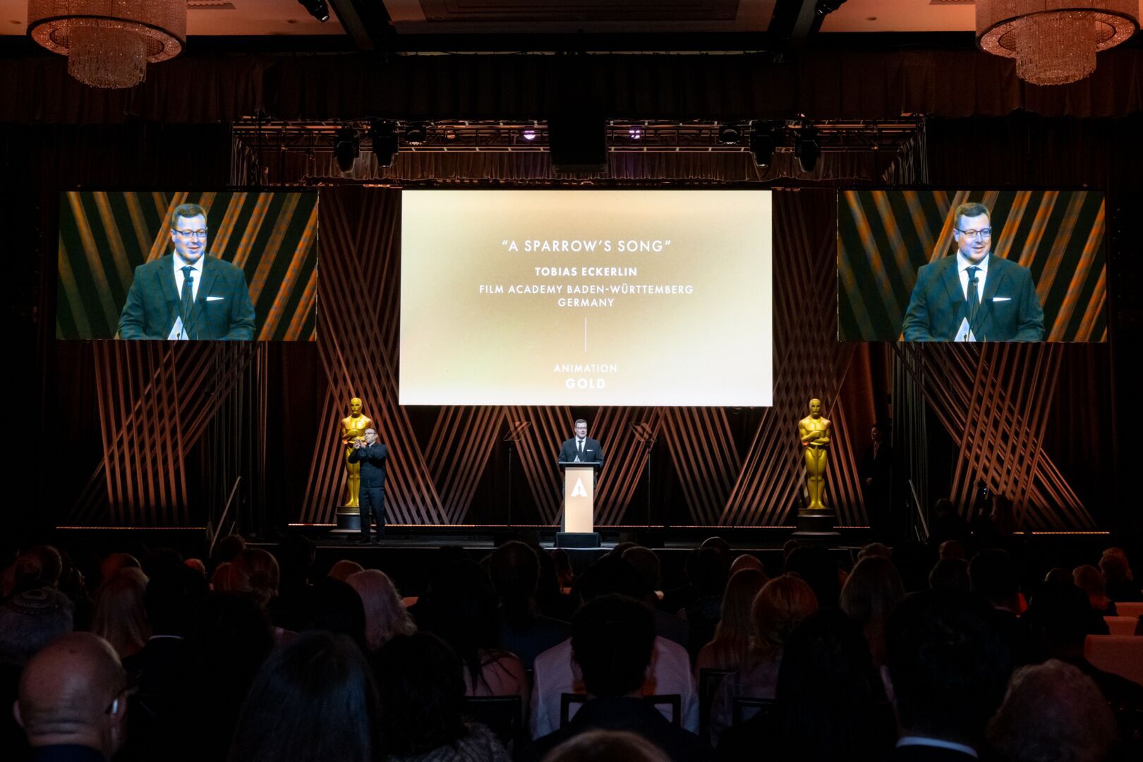 Tobias doing his acceptance speech
